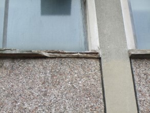 Damaged concrete windowsill