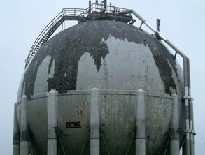 Damaged LNG spheres