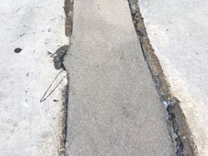 A conduit gap restored with Belzona 4154 and aggregate